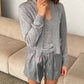 Scarf Detail Knitted Top Grey