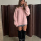 Oversized Wool Mix Jumper Pink