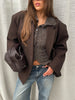 Buttoned Turtleneck Top Melange Brown