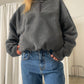 Half Zip-Up Fleece Charcoal