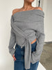 Draped Belted Top Grey