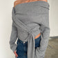 Draped Belted Top Grey