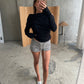 Black And White Striped Mini Shorts