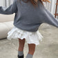 Ruffled Mini Skirt Off White