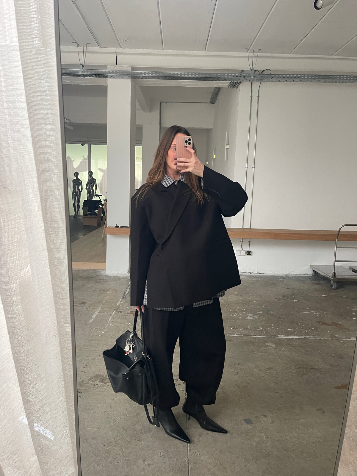 Übergroßer Blazer mit Seitenschlitz Schwarz