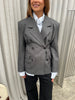 Pinstriped Cinched Blazer Grey Melange