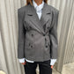 Pinstriped Cinched Blazer Grey Melange