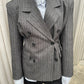 Pinstriped Cinched Blazer Grey Melange