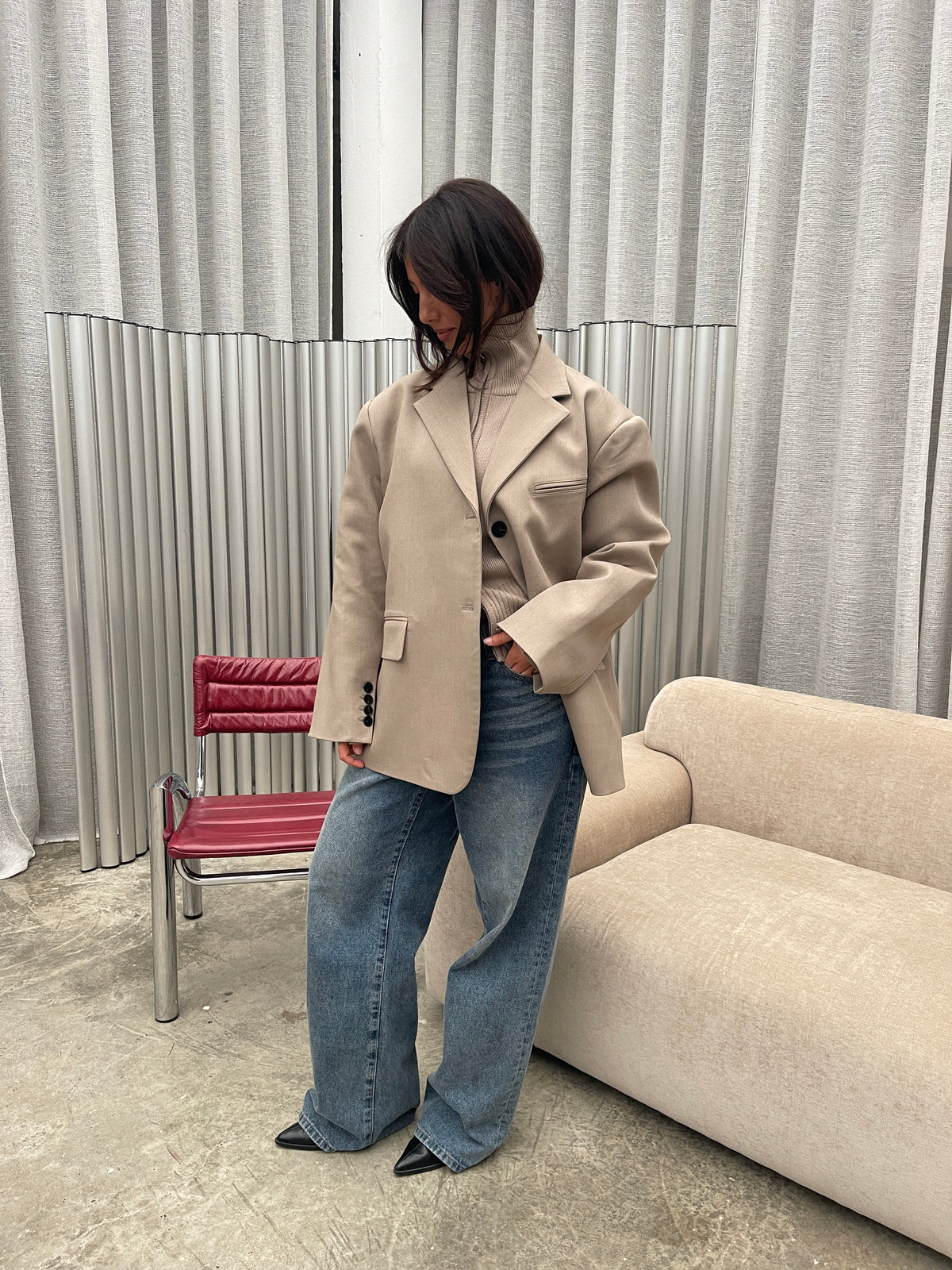 Oversized Classic Blazer Greige