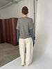 Contrast Lightweight Striped Double Sleeve Tee Khaki