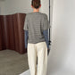 Contrast Lightweight Striped Double Sleeve Tee Khaki