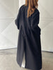 Oversized Pleated Lightweight Long Coat Black