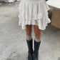 Ruffled Mini Skirt Off White