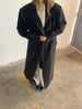 Oversized Pleated Lightweight Long Coat Black