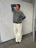 Contrast Lightweight Striped Double Sleeve Tee Khaki