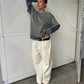 Contrast Lightweight Striped Double Sleeve Tee Khaki