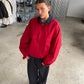 Oversized Double Collared Zip Jacket Red