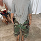 Ribbed Cinched Button Top Grey