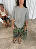 Ribbed Cinched Button Top Grey