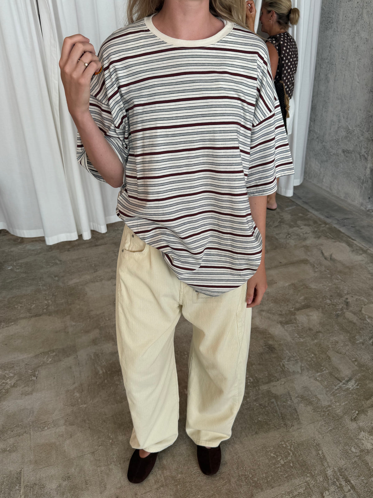 Oversized Striped Tee Ivory