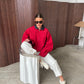 Oversized Double Collared Zip Jacket Red
