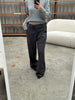 High Waisted Classic Front Pleated Pants Dark Grey