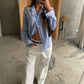 Oversized Double Button Shirt Blue