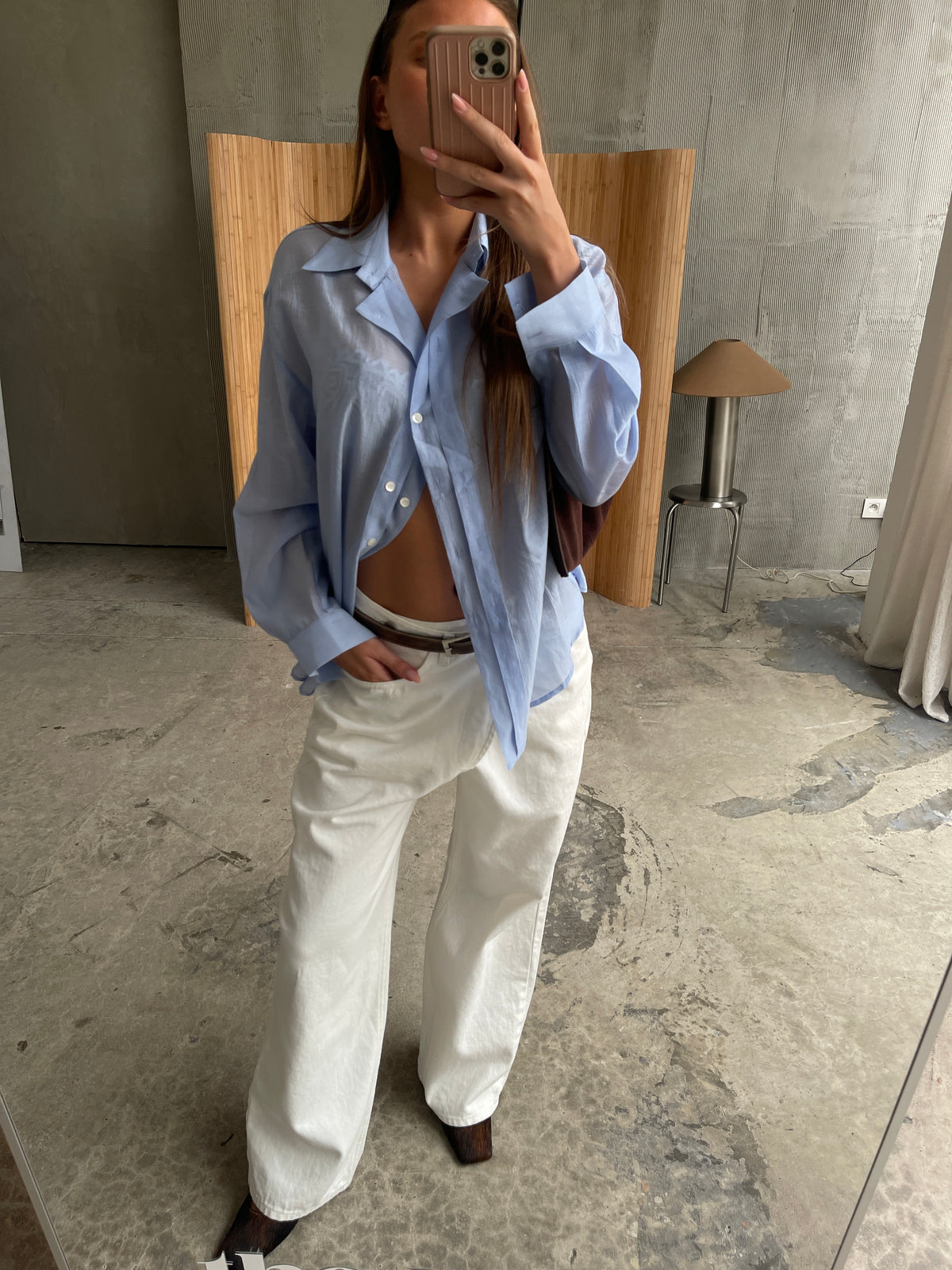 Oversized Double Button Shirt Blue