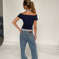 Double Layered Halter Neck Tee Navy