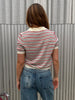 Short Sleeved Striped Knitted Polo Top Ivory