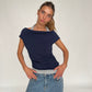 Double Layered Halter Neck Tee Navy