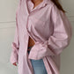 Oversized Striped Shirt Light Pink