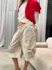 Baggy Fold Over Cargo Shorts Sand