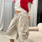 Baggy Fold Over Cargo Shorts Sand