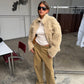 Woven Straight Leg Pants Dark Sand