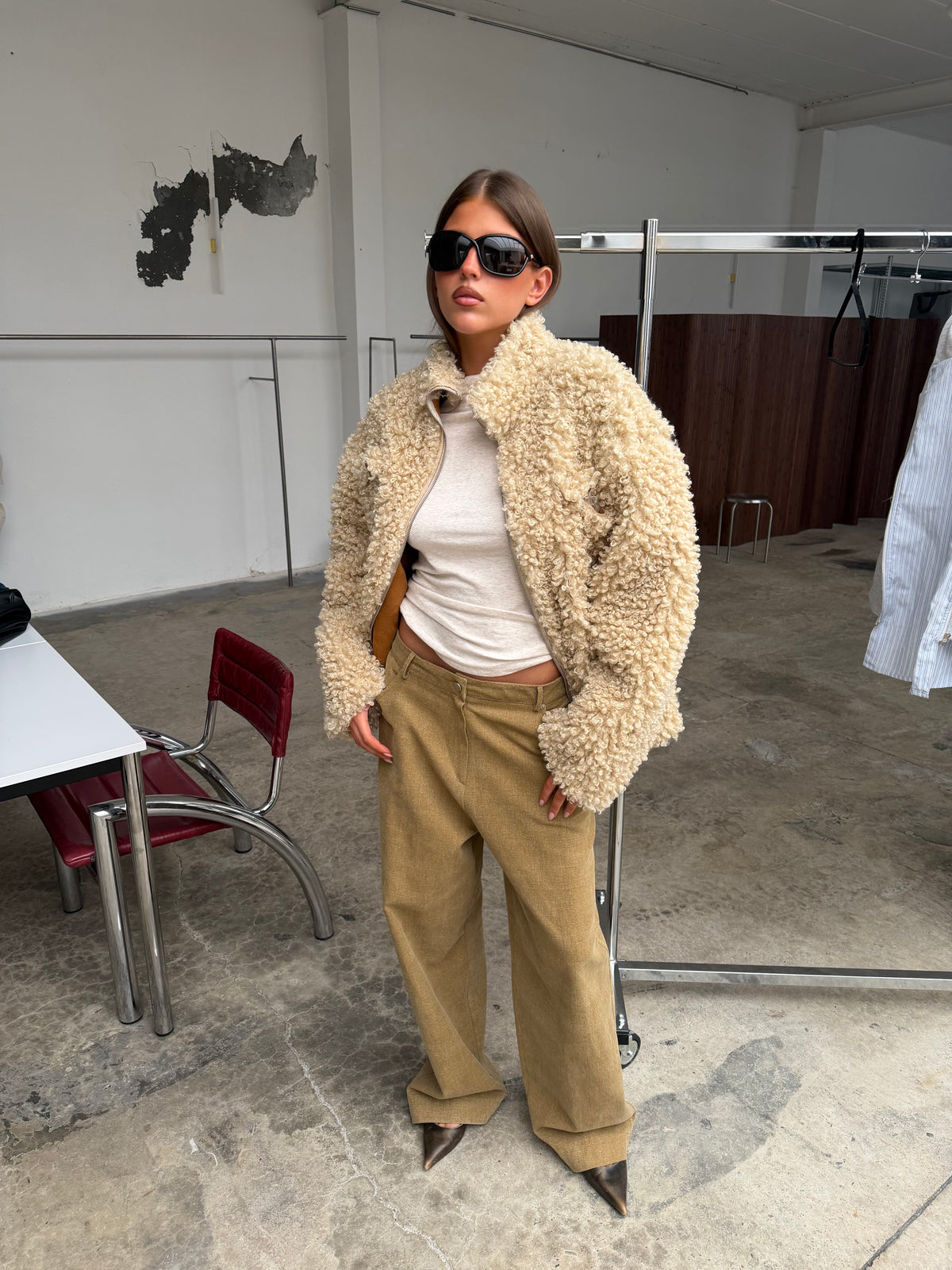 Woven Straight Leg Pants Dark Sand