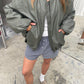 Oversized Bomber Oil Khaki