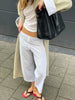 Cropped Jogger Pants Light Grey