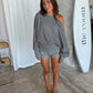 Draped Off-Shoulder Sweater Grey
