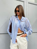 Oversized Double Button Shirt Blue