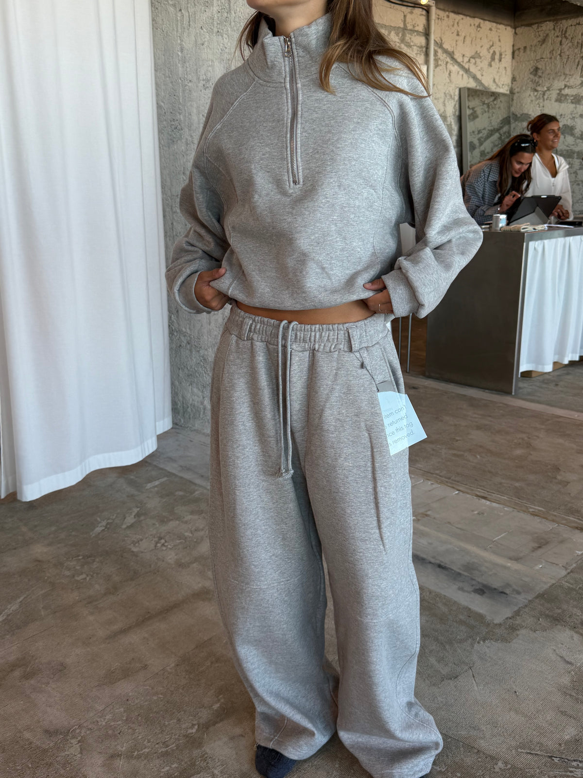 Fleeced Barrel Fit Jogger Pants Grey