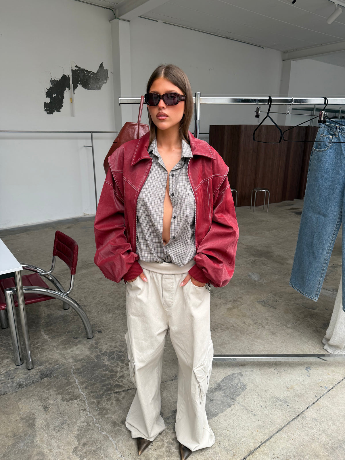 Checked Wrap Shirt Grey