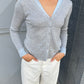 Layered Collar Cardigan Grey Baby Blue