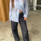 Oversized Double Button Shirt Blue