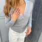 Layered Collar Cardigan Grey Baby Blue