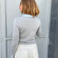 Layered Collar Cardigan Grey Baby Blue