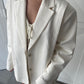 Pleated Shoulder Oversized Blazer Ivory