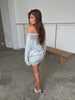 Draped Off Shoulder Longsleeve Dress Grey