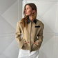 Contrast Collar Cinched Vest Camel