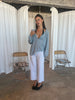 Loose Buttoned V-Neck Top Sky Blue